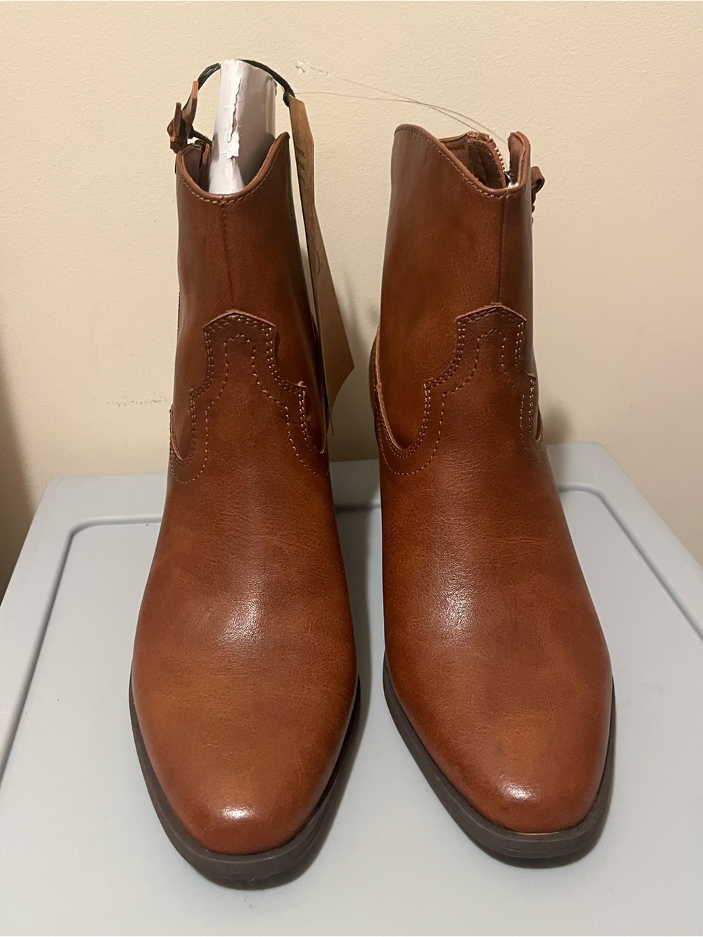 FRYE AND CO. Tan Leather Western-Style Ankle Boots - Picture 2 of 7